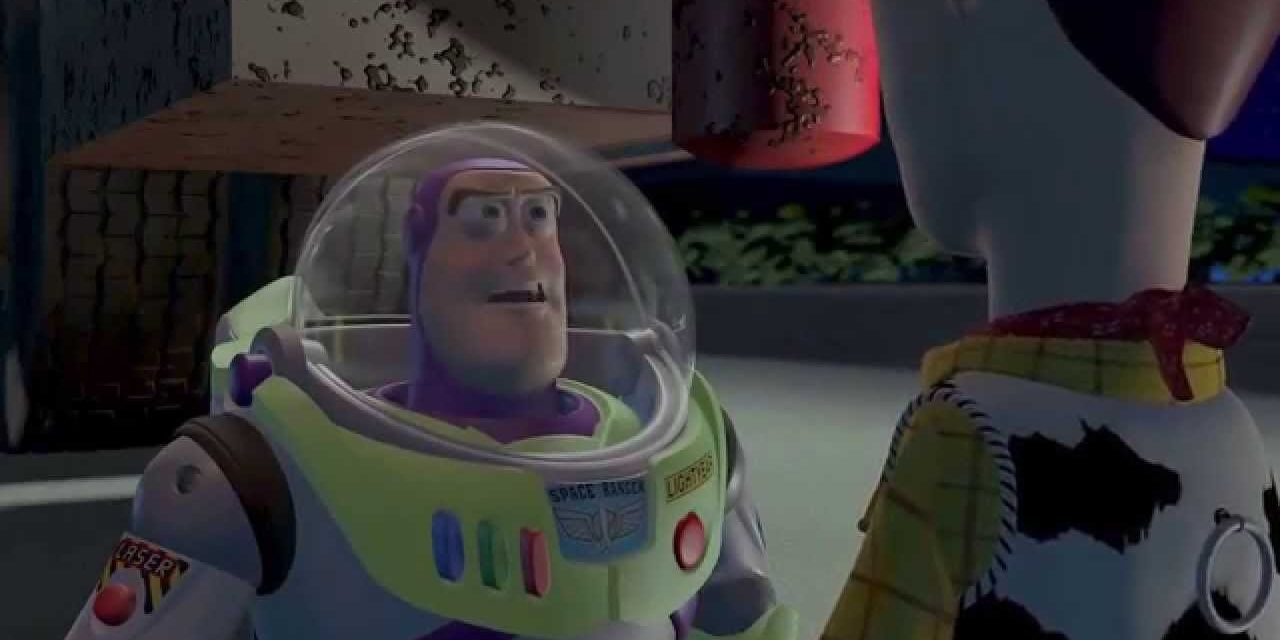 Buzz and Woody under the truck