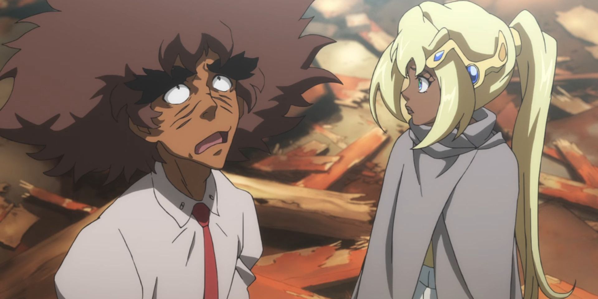 Philly The Kid staring upwards hopelessly in a still from Cannon Busters