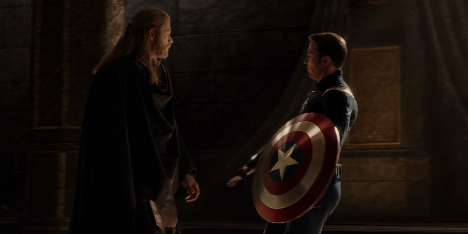 Loki pretending to be Captain America in Thor: The Dark World