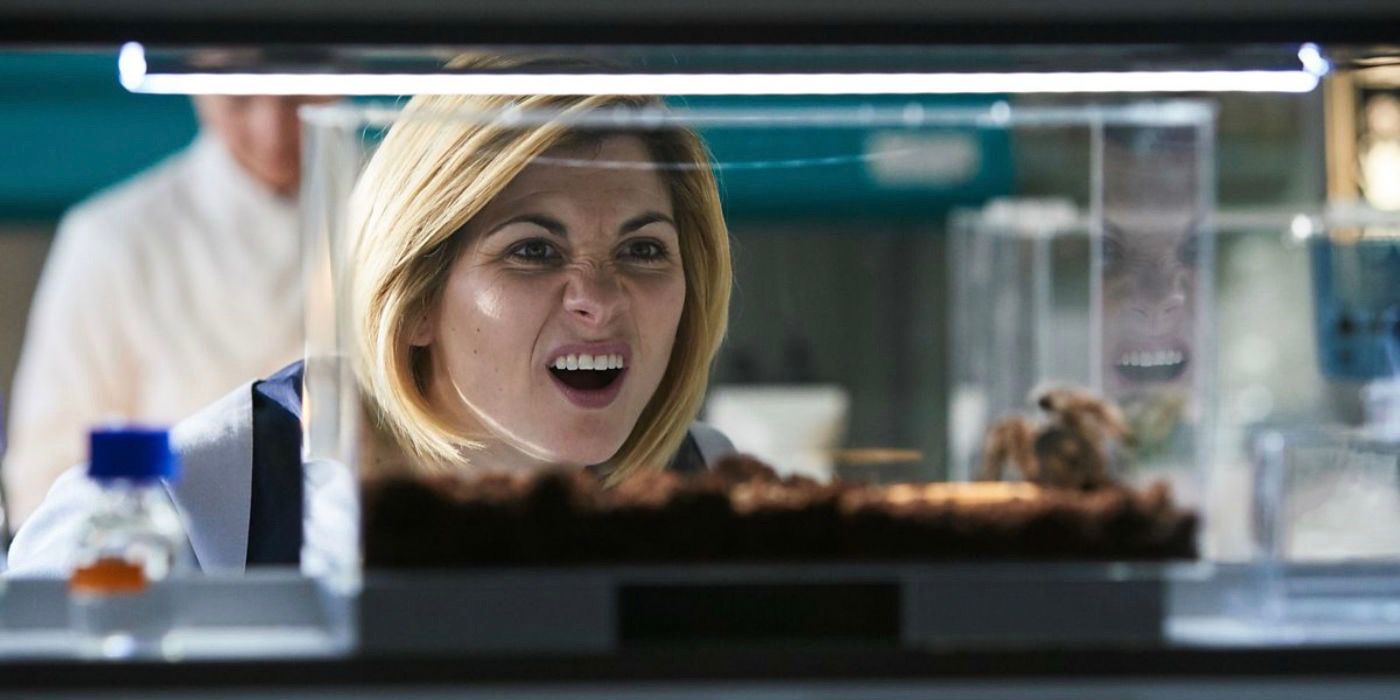 The Thirteenth Doctor stares at a spider