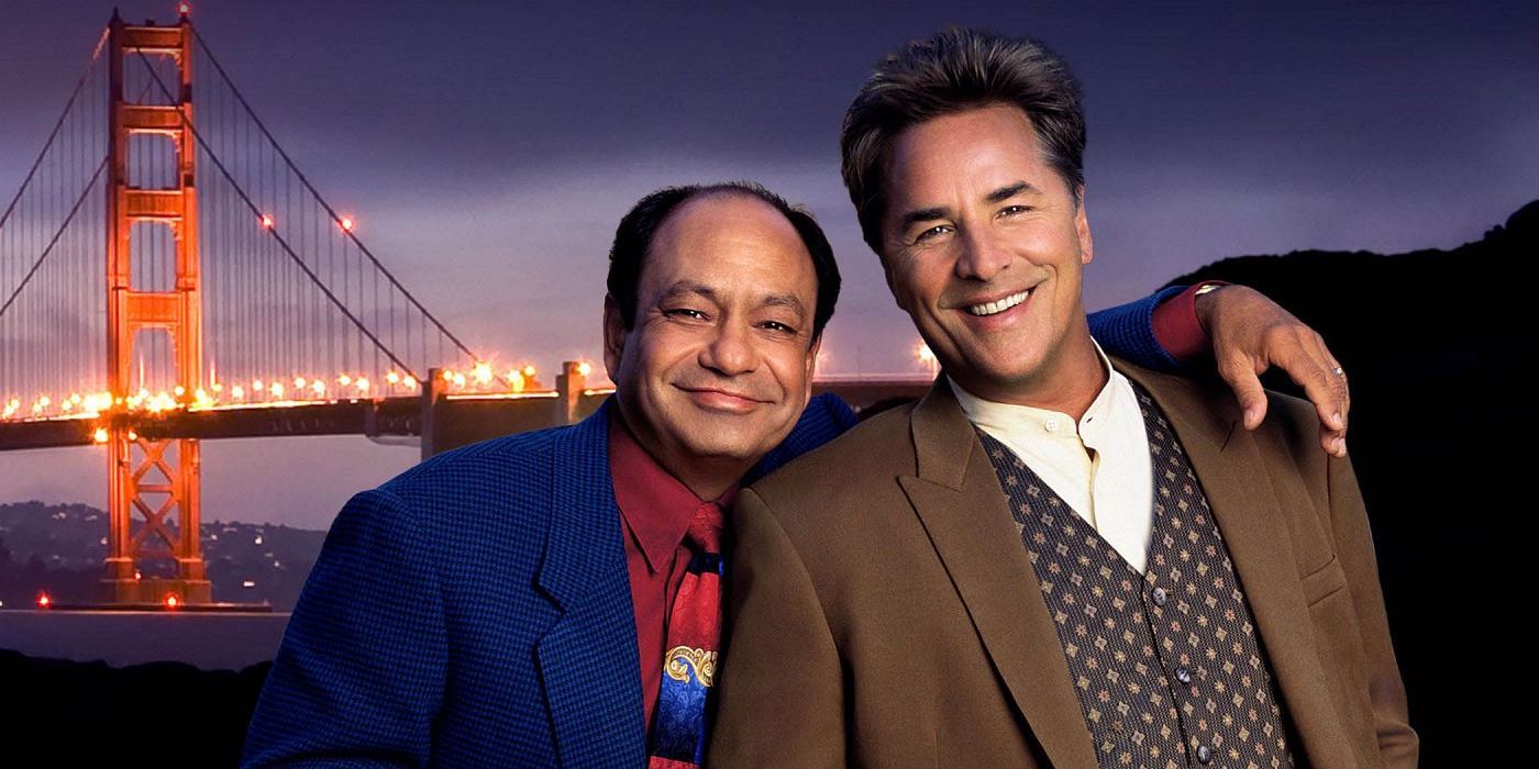 Cheech Marin and Don Johnson from the show Nash Bridges posing together.