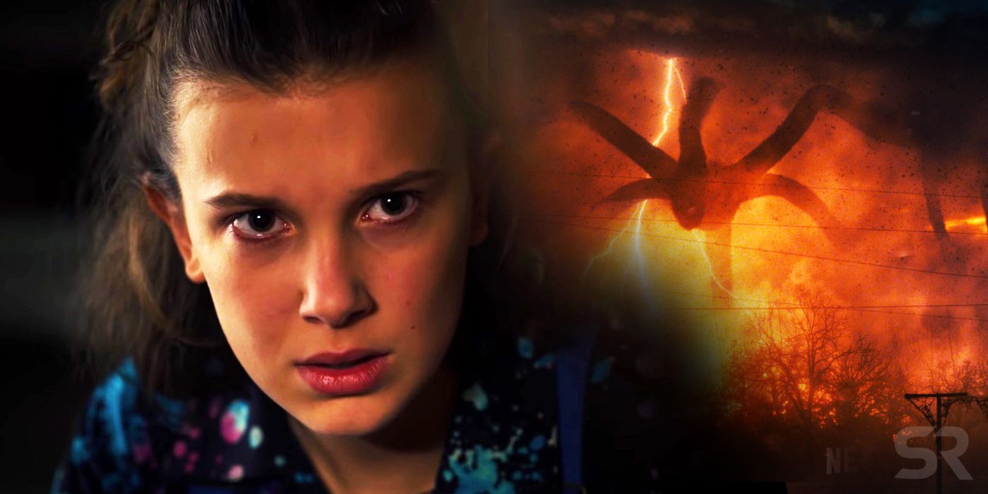 Eleven and the Mind Flayer in Stranger Things