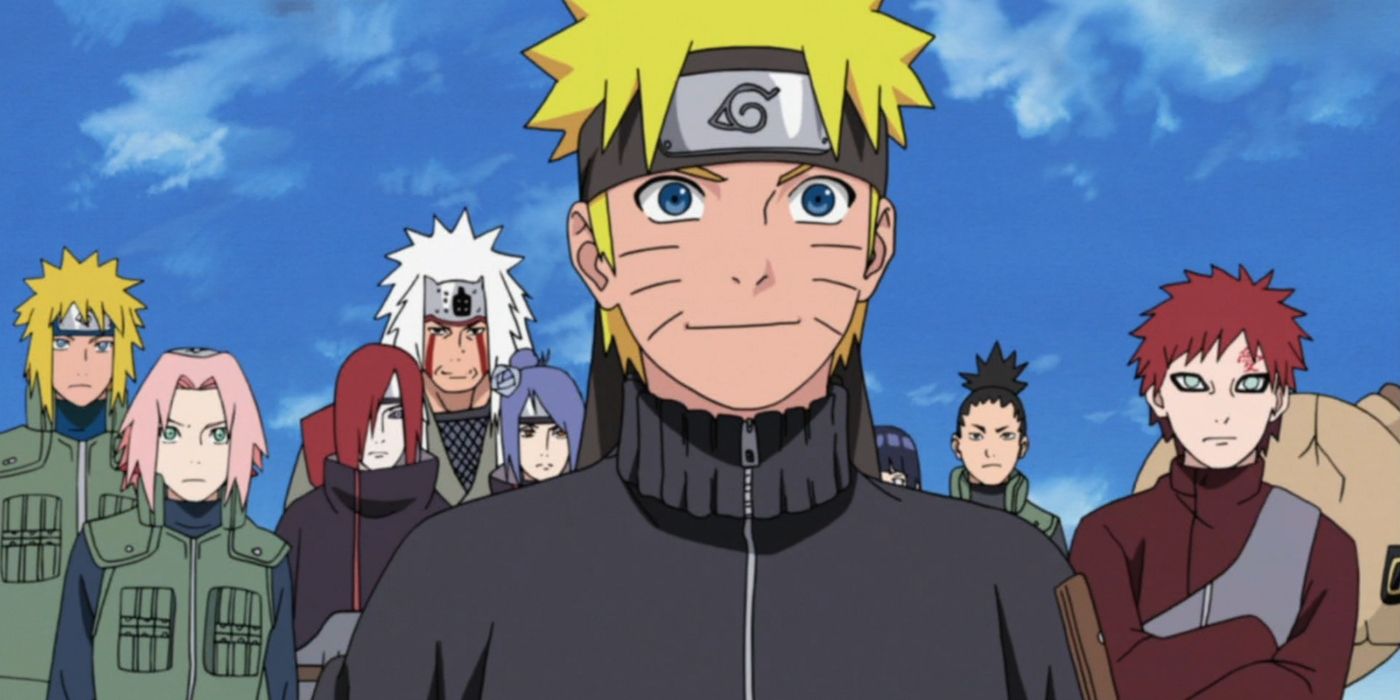 Naruto na frente de alguns aliados em Naruto Shippuden