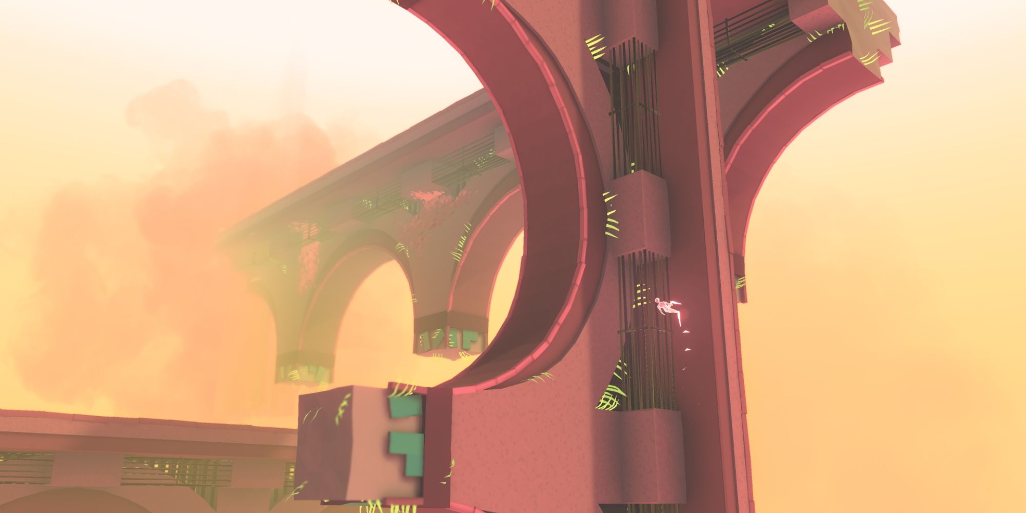 Etherborn Player Runs Up Vertical Bridge
