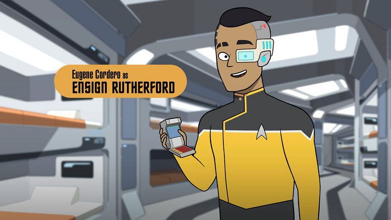 Eugene Cordero as Ensign Rutherford in Star Trek Lower Decks