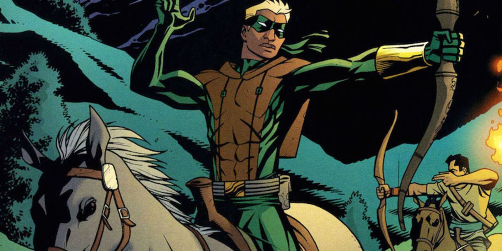 Green Arrow Connor Hawke on horseback