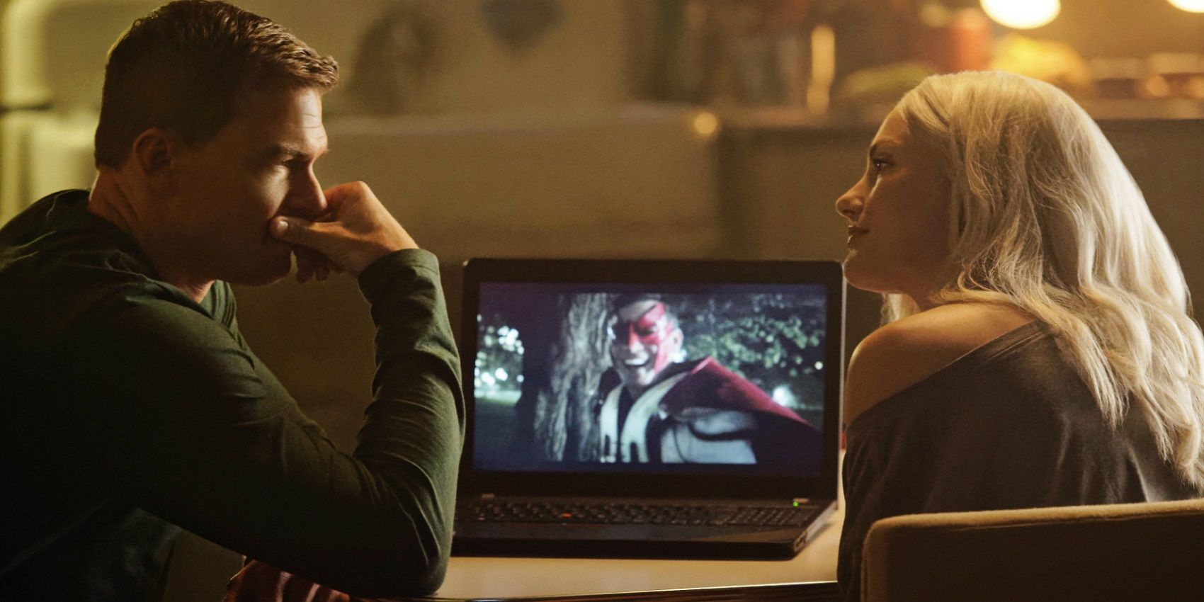 Hank and Dawn discuss footage of Hawk and Dove on a computer in Titans season 1
