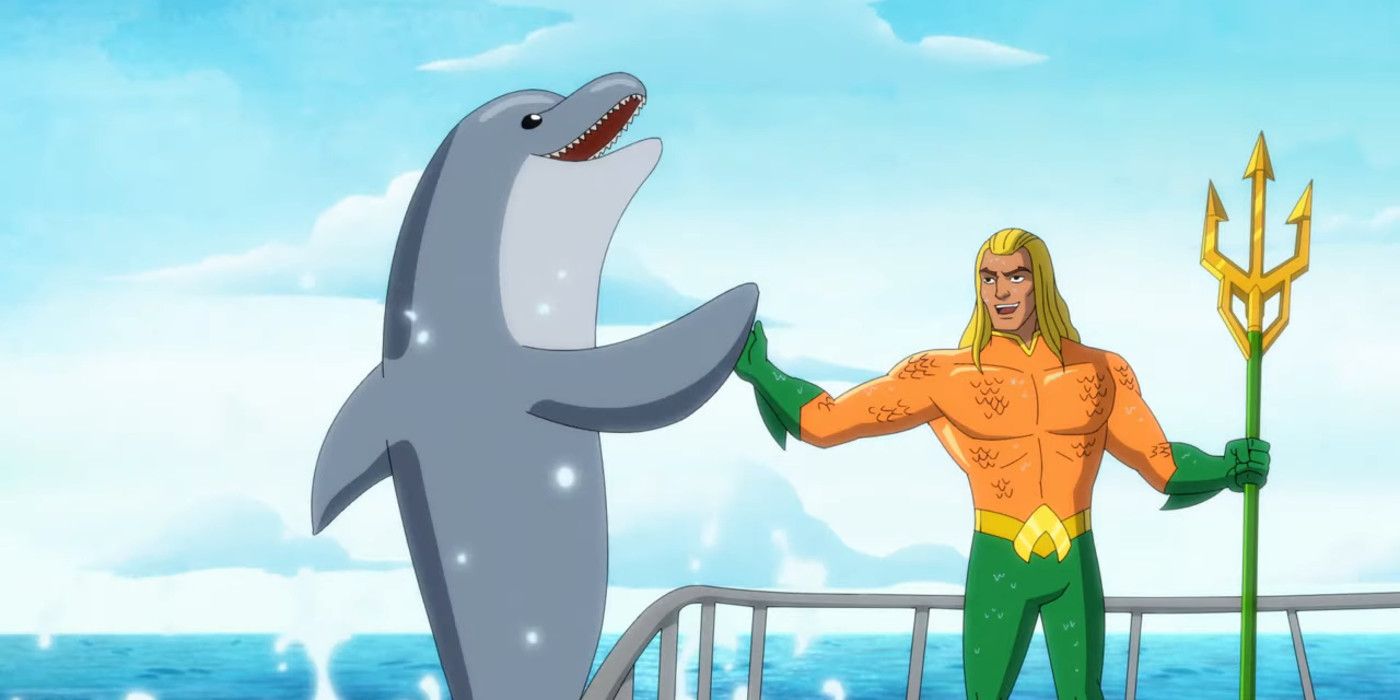 Harley Quinn DC Universe Aquaman Hi-Fives A Dolphin