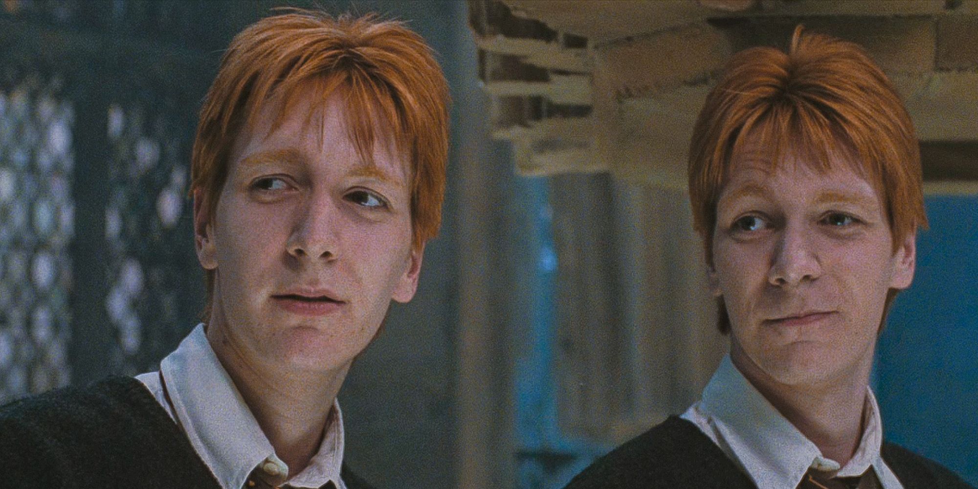 Fred and George Weasley from the Harry Potter movie franchise.