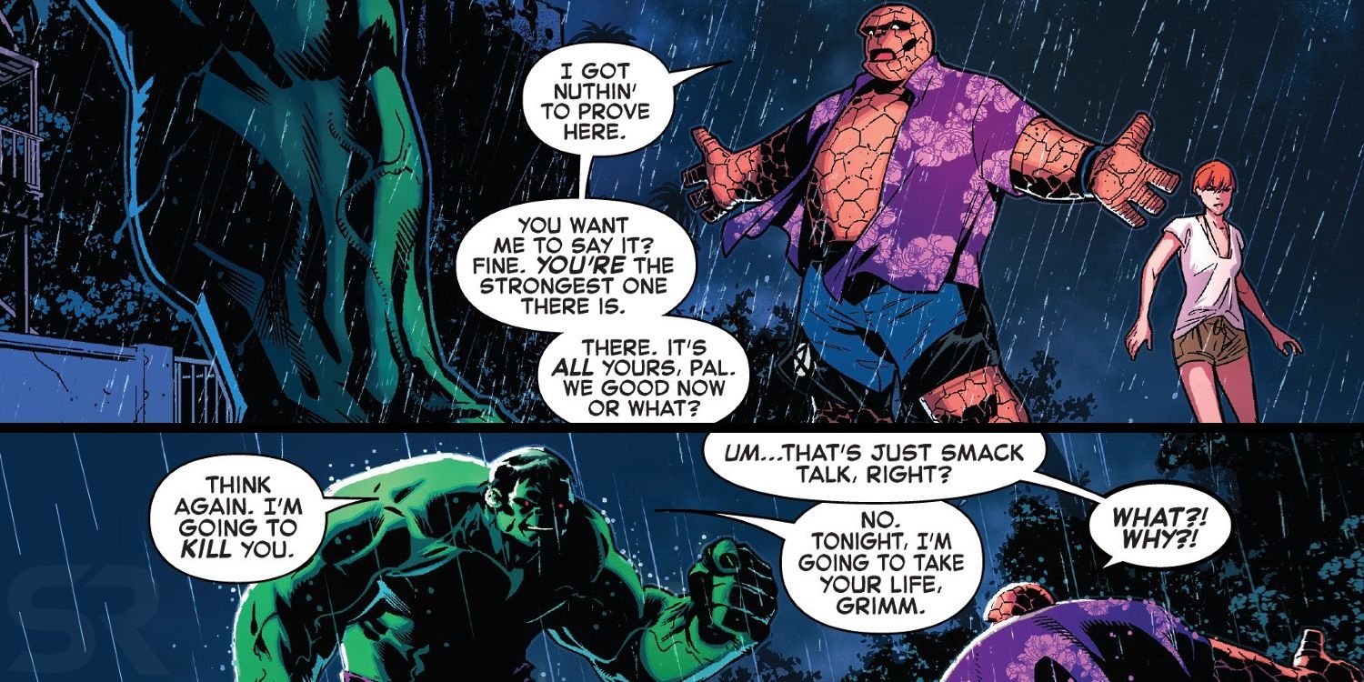 Hulk Kills The Thing in Marvel Comic