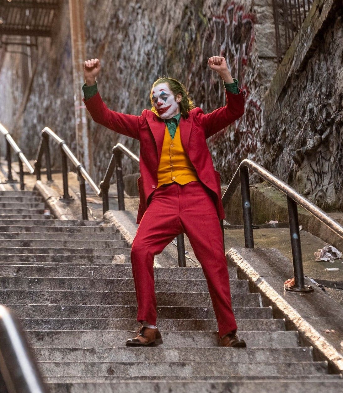 Joaquin Phoenix Joker on Stairs Vertical