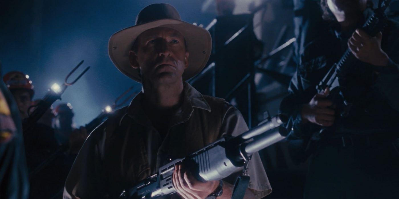Muldoon in the opening scene of Jurassic Park