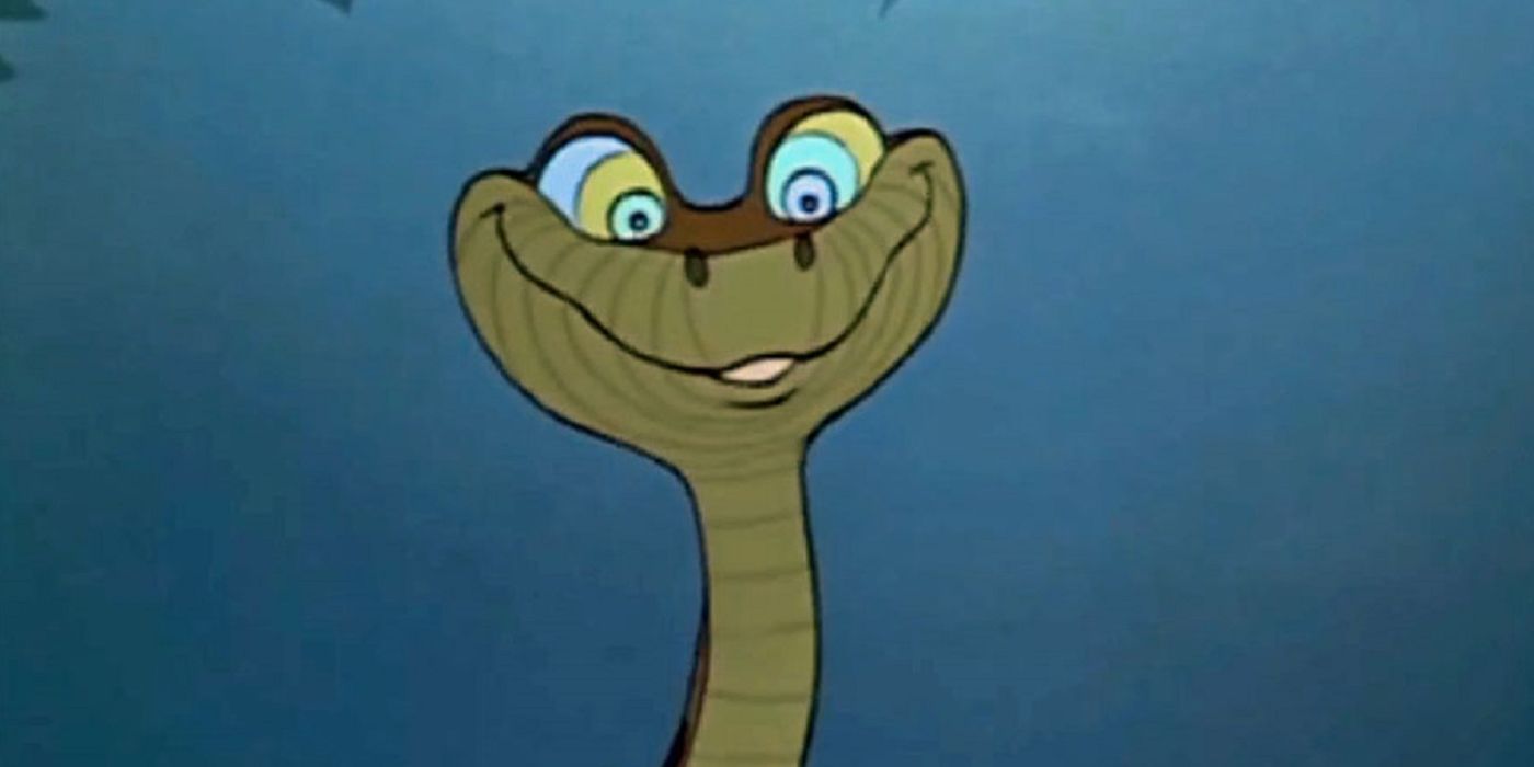 Kaa smiling in The Jungle Book