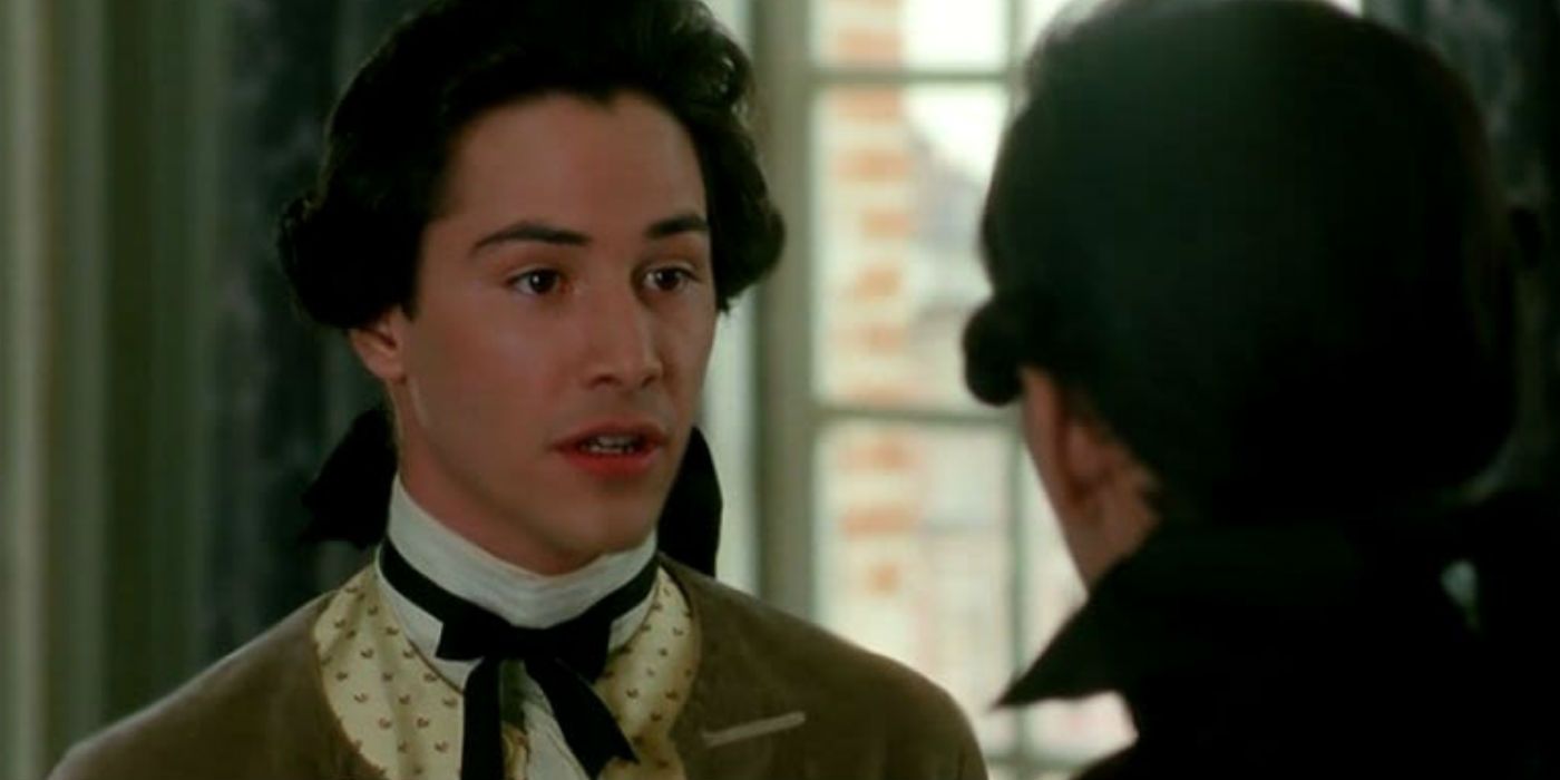 Keanu Reeves in period costume in Dangerous Liaisons