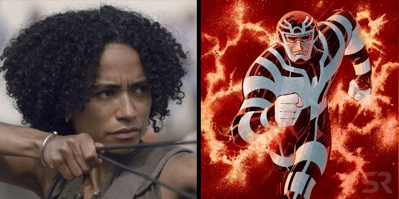 Split image Lauren Ridloff in The Walking Dead and the comic book version of Makkari