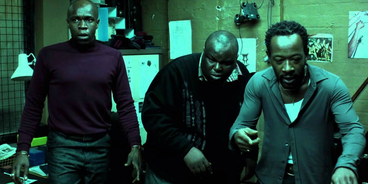 Sol, Tyrone and Vincent looking scared in Snatch