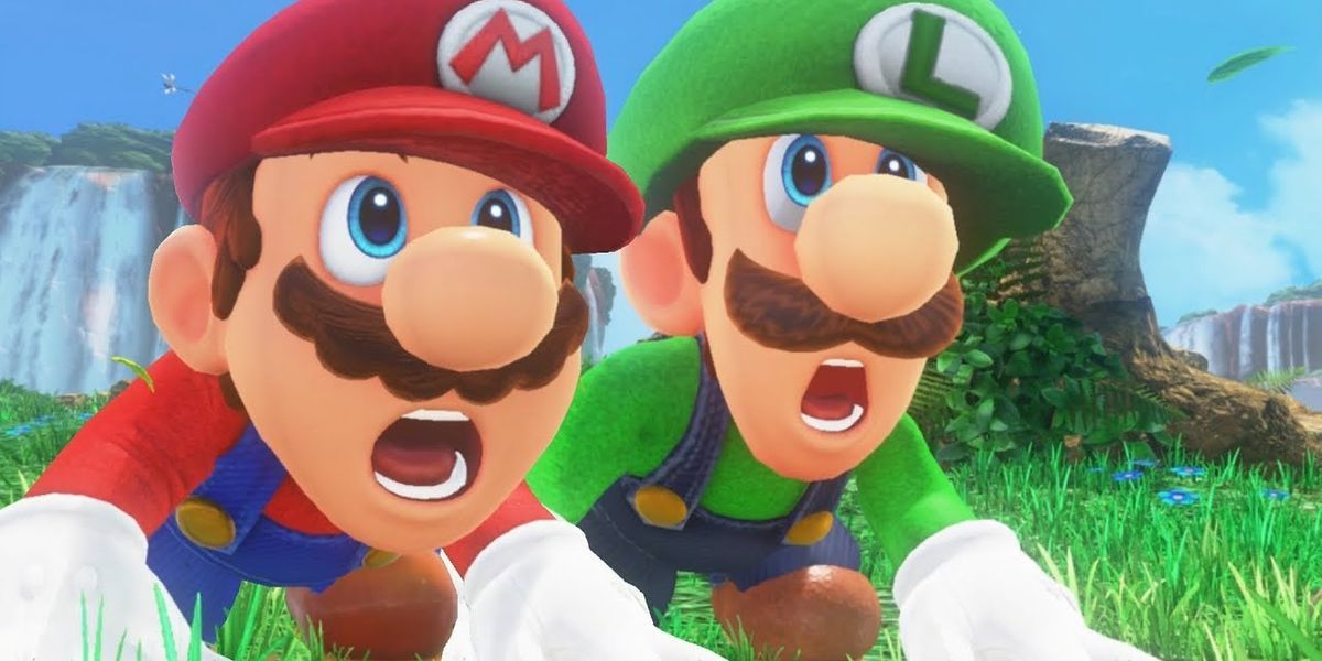 Mario and Luigi from Super Mario Odyssey in Shock