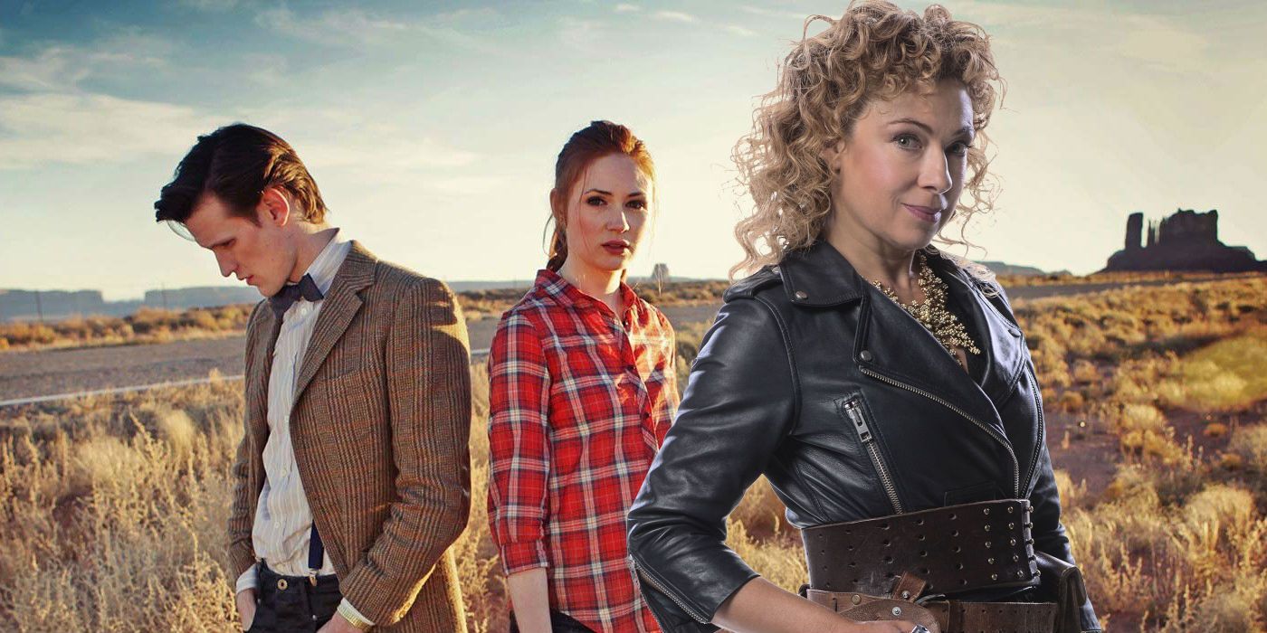 Matt Smith as the Eleventh Doctor, Alex Kingston as River Song and Karen Gillan as Amy Pond in Doctor Who