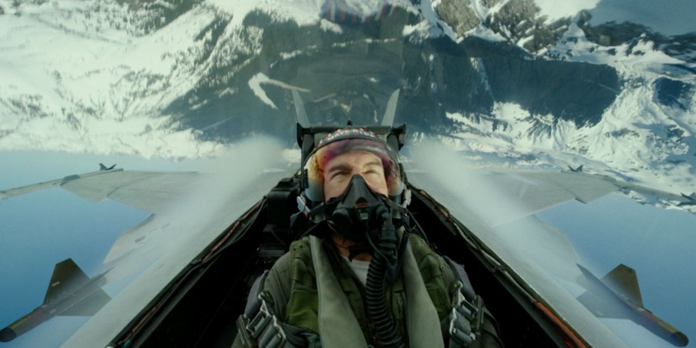Maverick Flying over Mountains in Top Gun 2