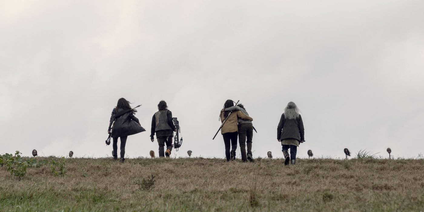 Michonne Carol Daryl approach Heads on Pikes in Walking Dead