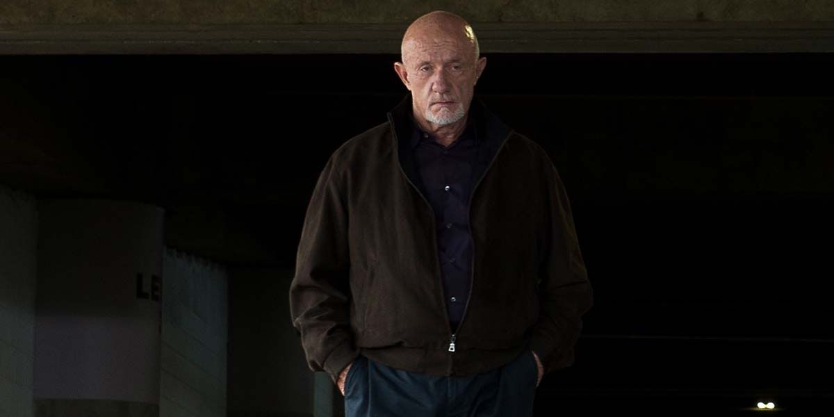 Mike Ehrmantraut with his hands inside his pockets in Breaking Bad.
