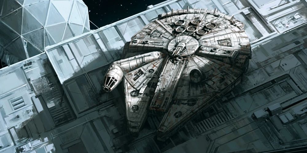 Millennium Falcon on a Star Destroyer in The Empire Strikes Back