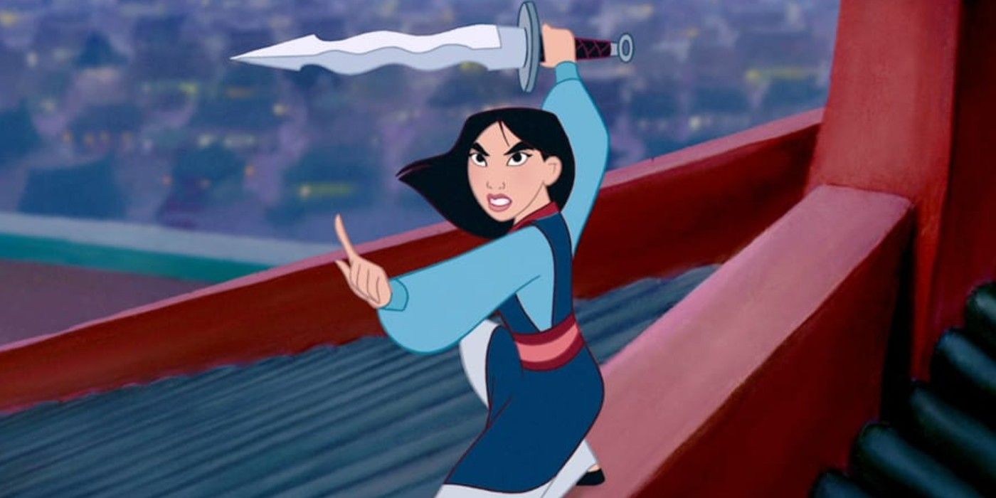 Mulan with a sword in her hand