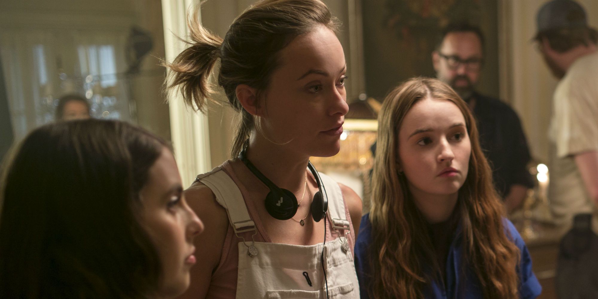 Olivia Wilde on the set of Booksmart with Kaitlyn Dever