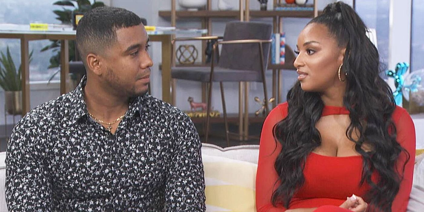 Pedro Jimeno and Chantel Everett looking at each other in 90 Day Fiancé, The Family Chantel