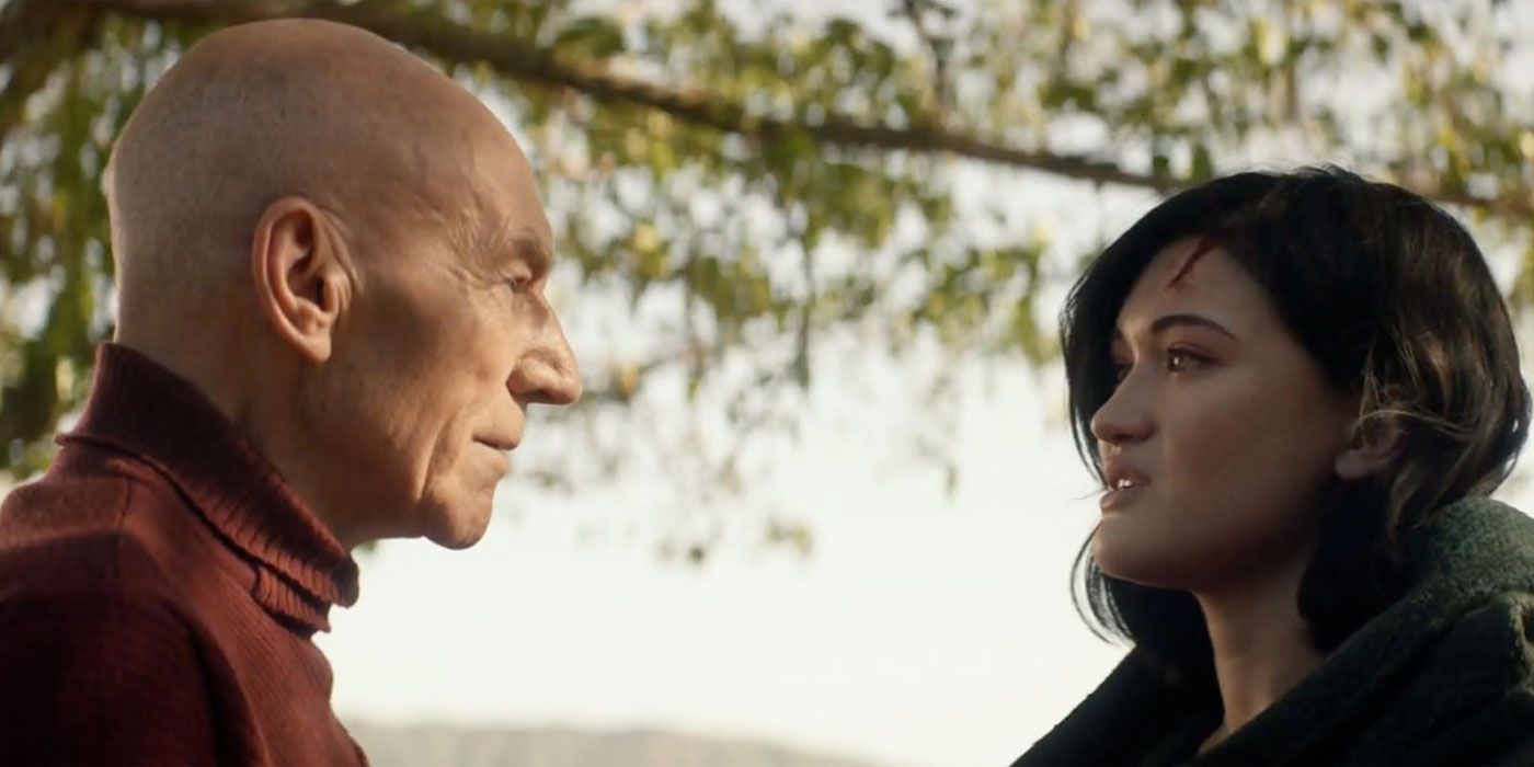 Jean-Luc Picard and a mystery girl in Star Trek: Picard