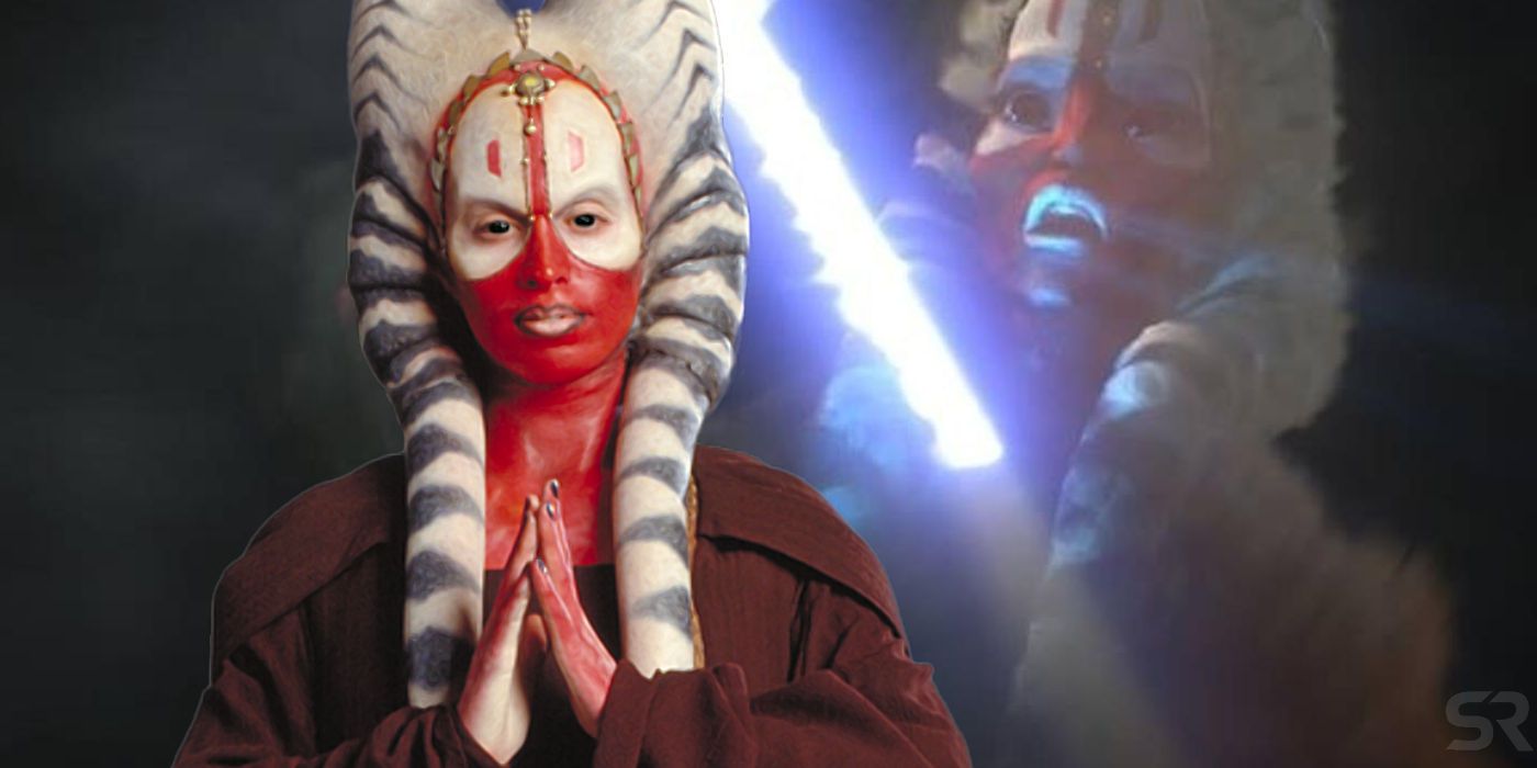 Shaak Ti in live-action and animated vision of her death.