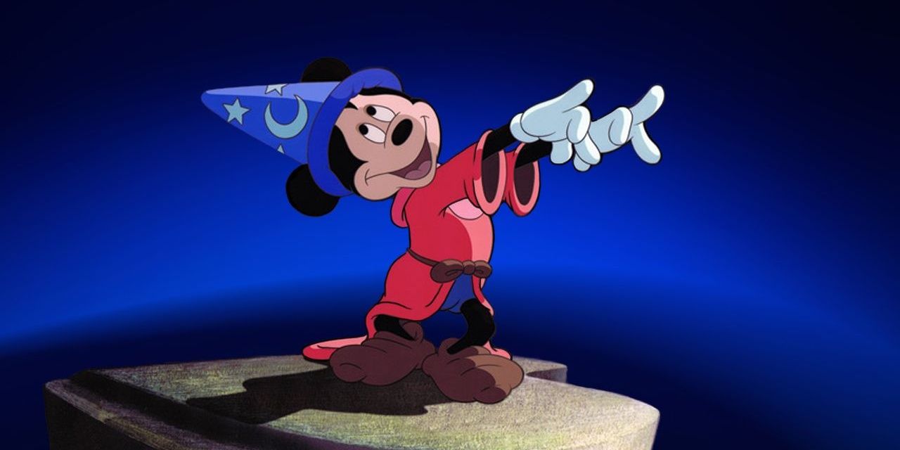 Mickey performs magic as the Sorcerer's Apprentice