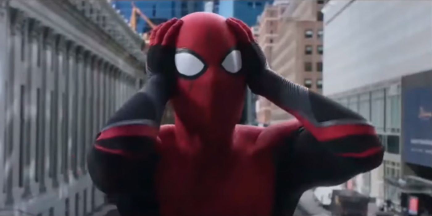 Spider-Man si mette le mani sulla testa, scioccato
