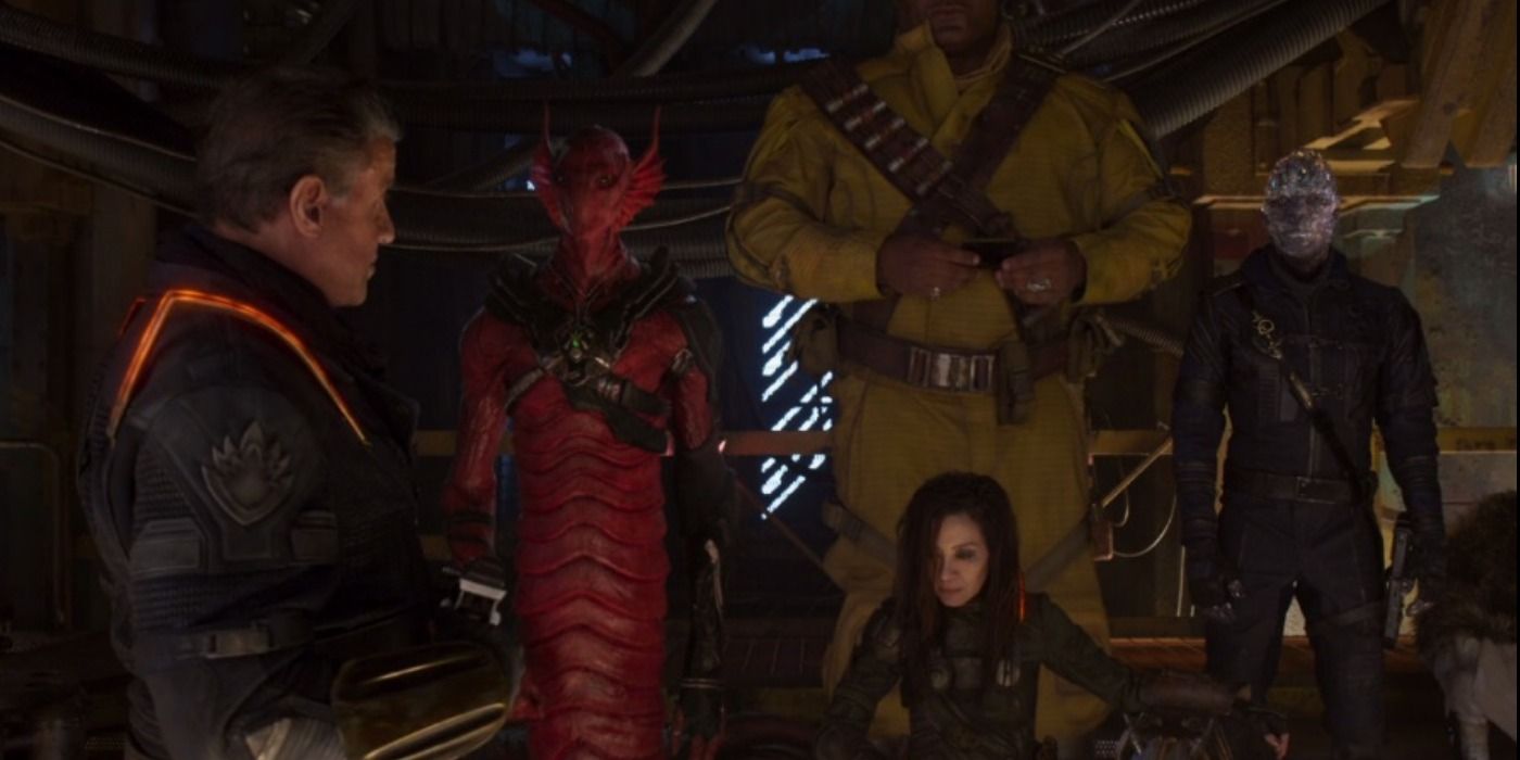 Stakar Ogord with his old team in Guardians of the Galaxy Vol. 2