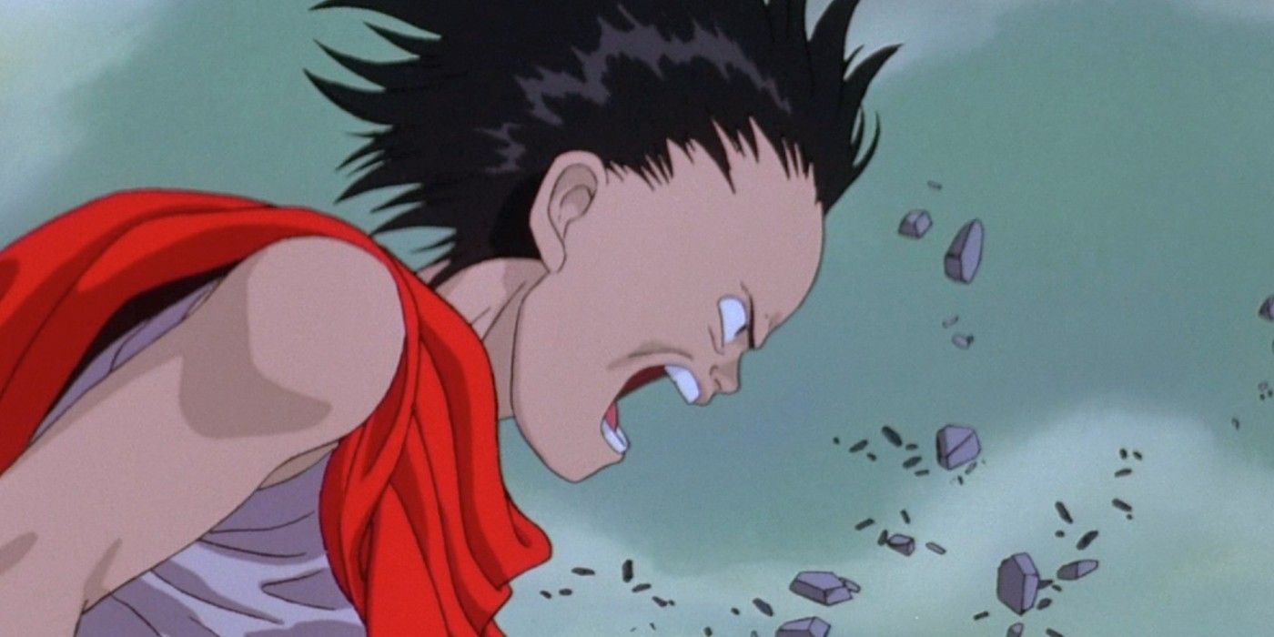 يستخدم Tetsuo From Akira قواه النفسية بينما تحيط به الأنقاض.