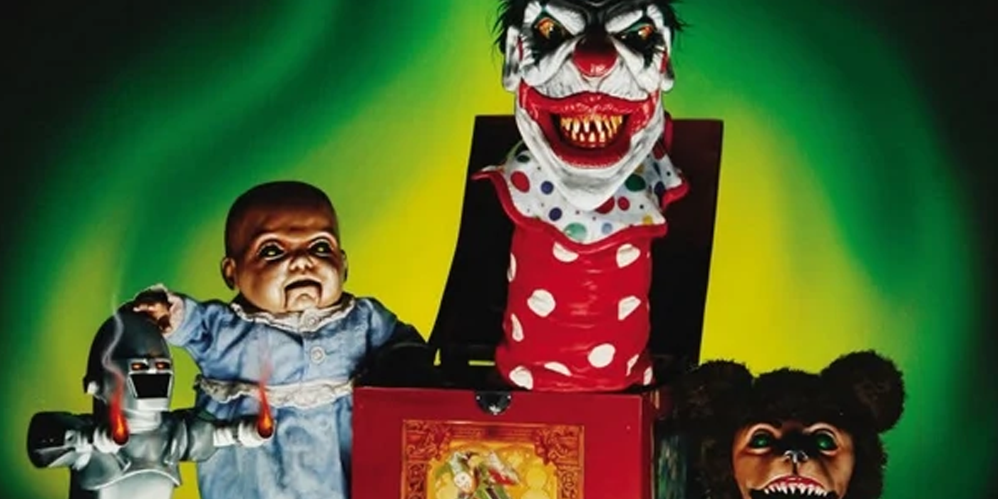 The demonic toys posing for the cover art to their movie