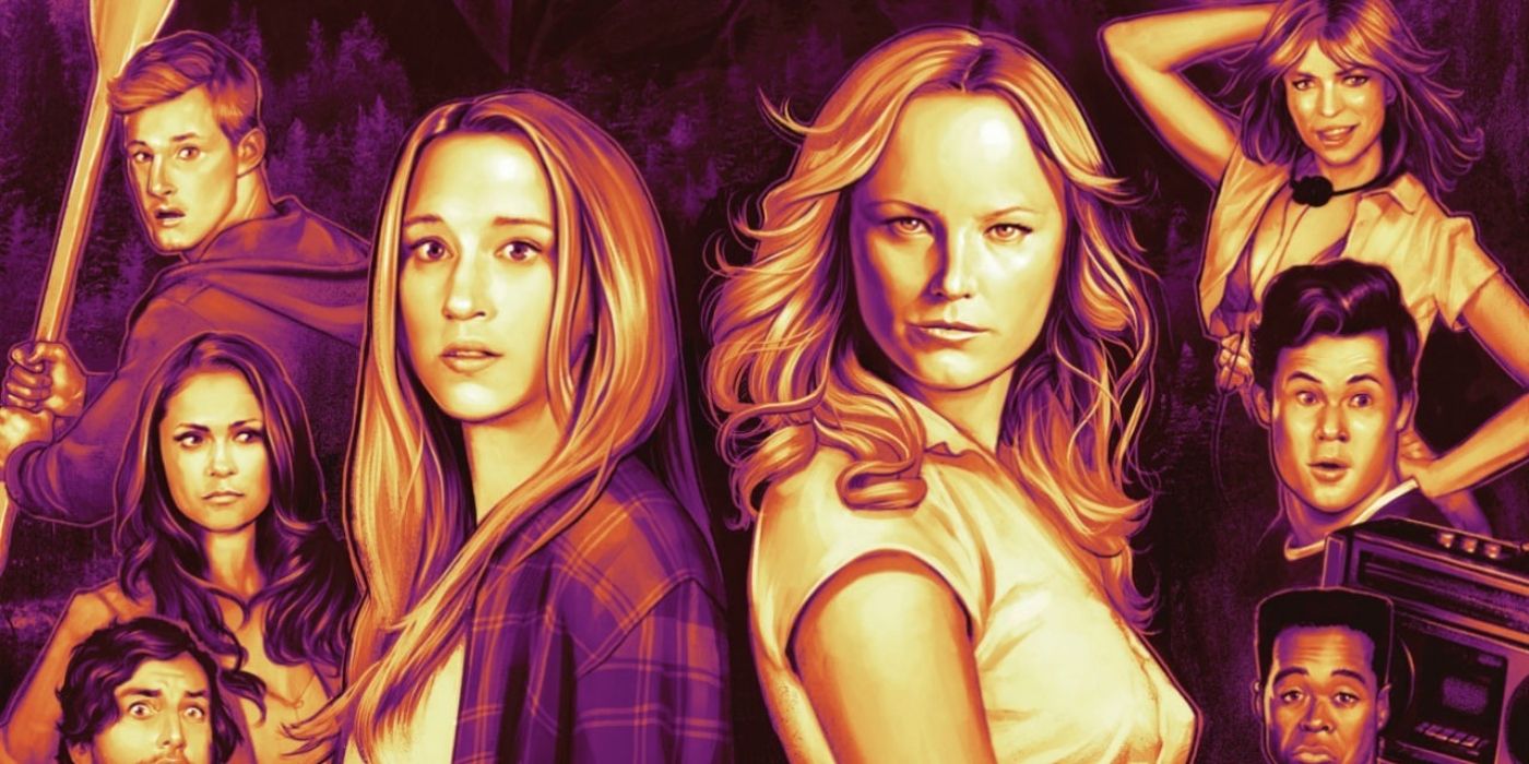 El póster de la película Final Girls que muestra a los personajes principales.
