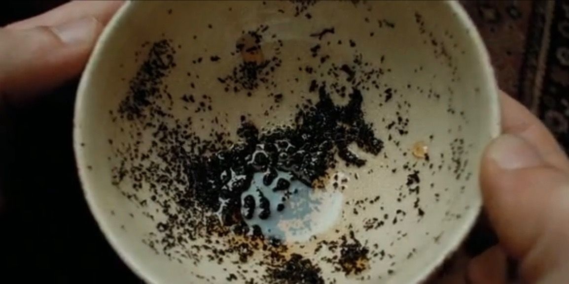 The Grim is shown in Harry Potter's teacup