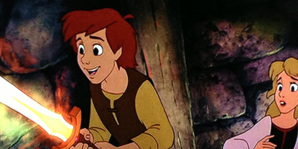 The characters in The Black Cauldron looking amazed and scared