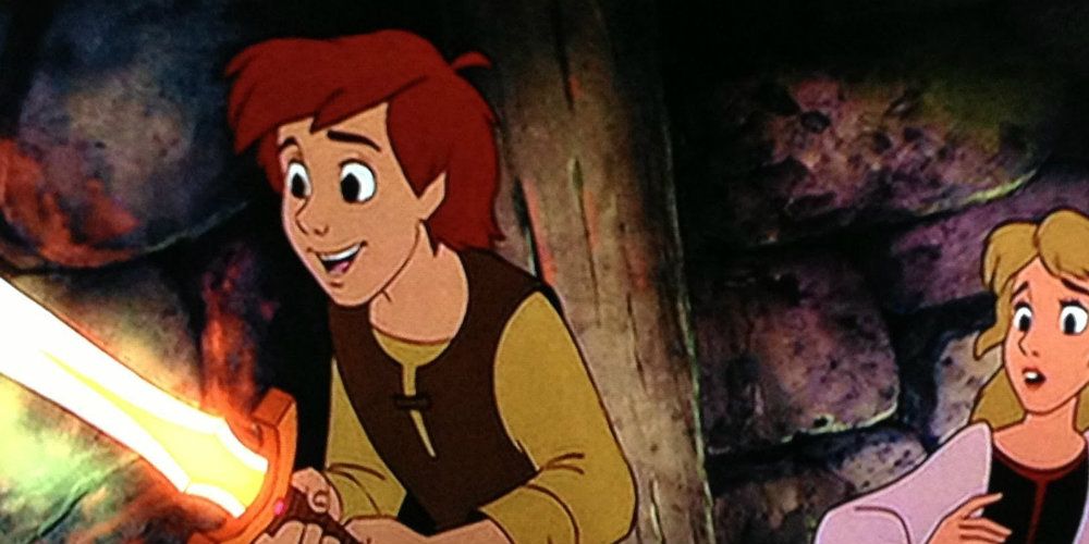 Os personagens de The Black Cauldron parecendo surpresos e assustados