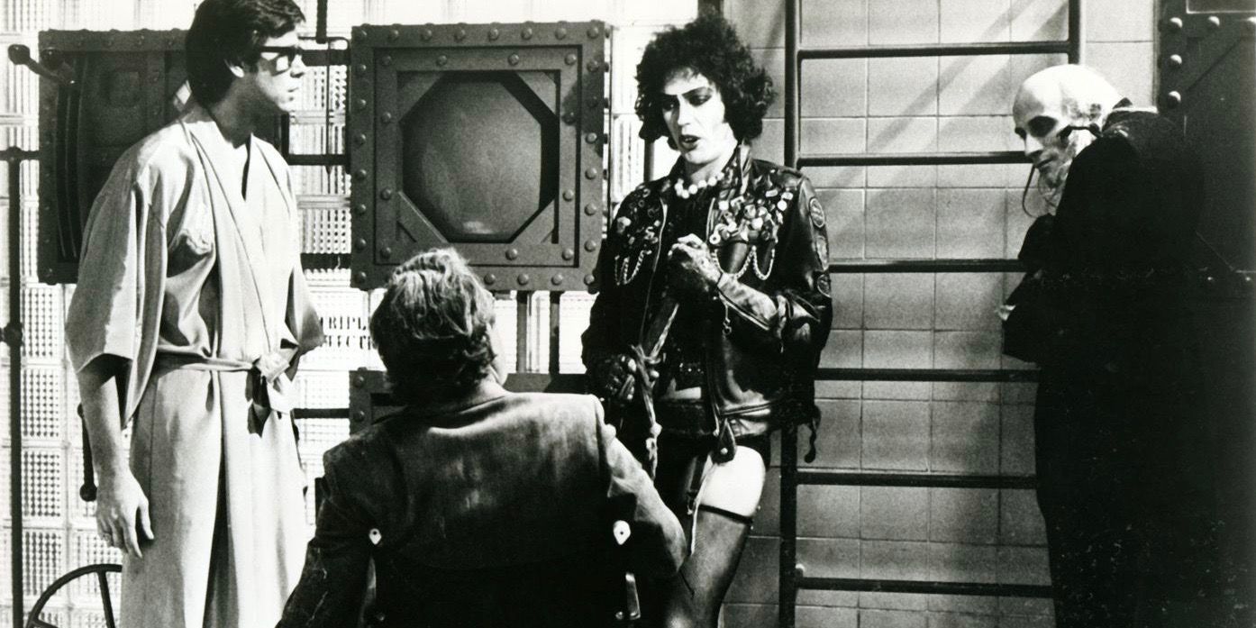 Tim Curry and Barry Bostwick as Brad and Dr Frank N Furter in The Rocky Horror Picture Show