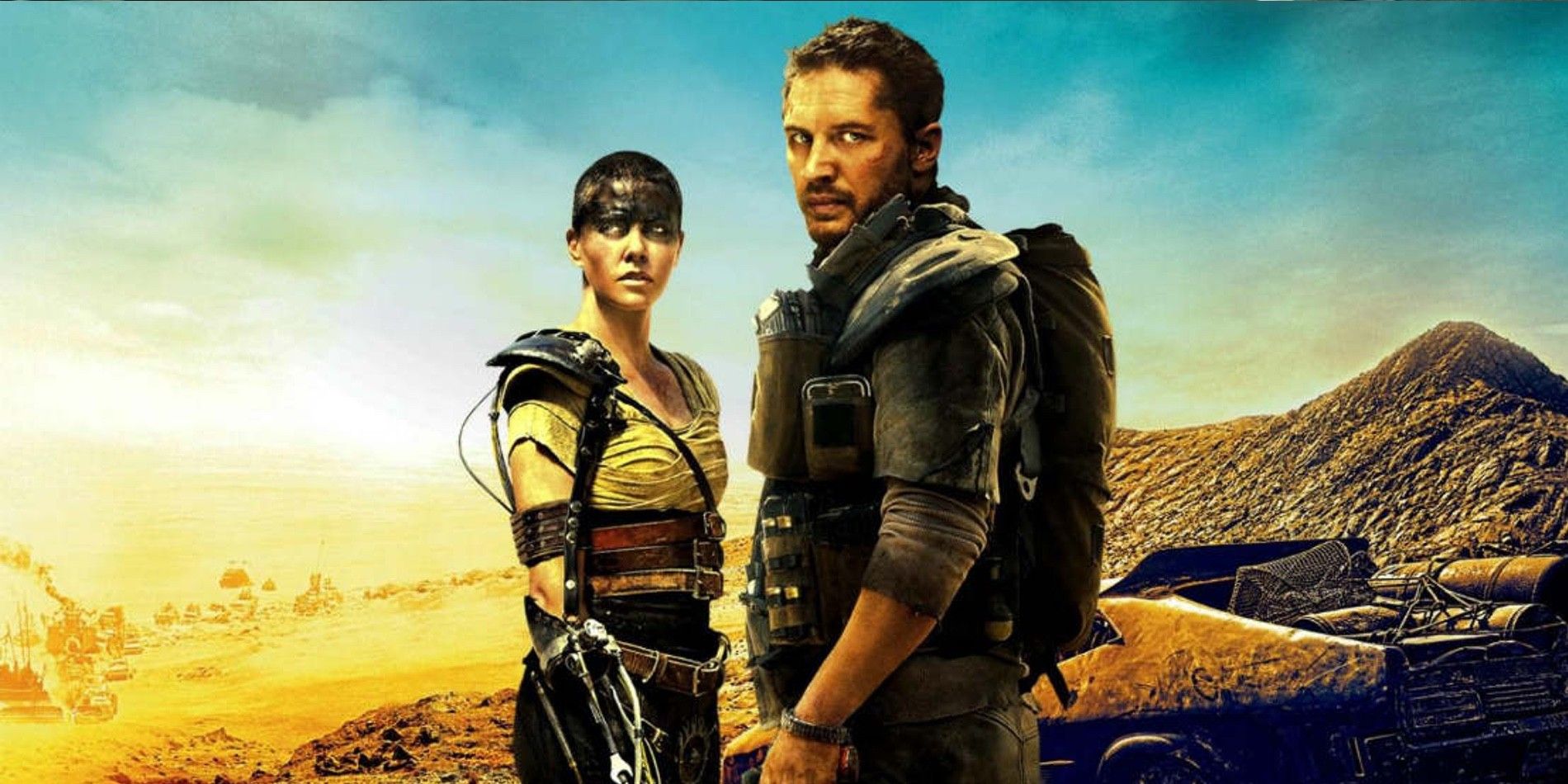 Tom Hardy as Max and Charlize Theron as Furiosa in Mad Max Fury Road