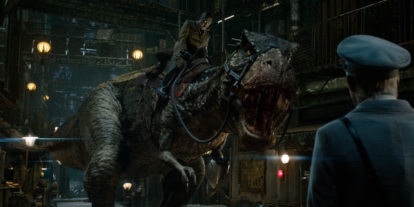 Udo Kier as Hitler on a T Rex in Iron Sky The Coming Race