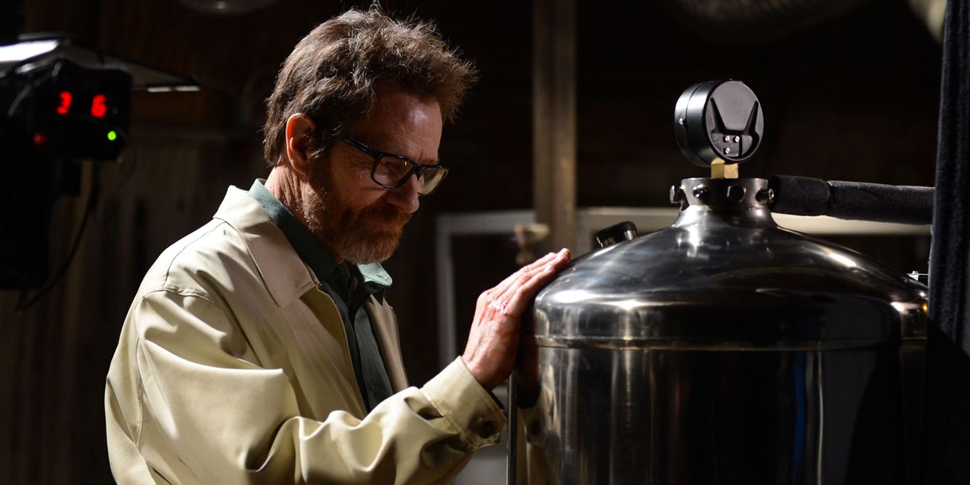Walter White walks around a meth lab in the finale of Breaking Bad