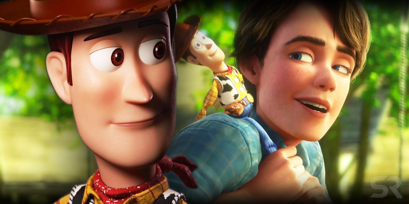 Woody em Toy Story 4 e Andy em Toy Story 3