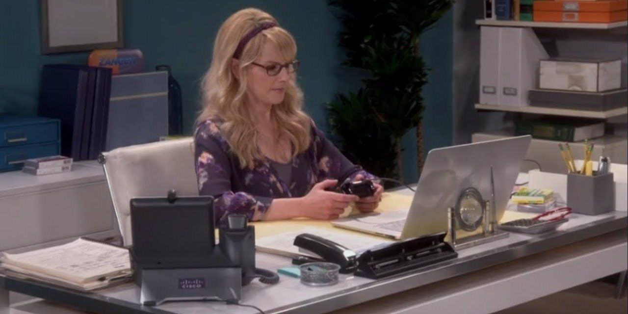 Bernadette on her computer at work in TBBT