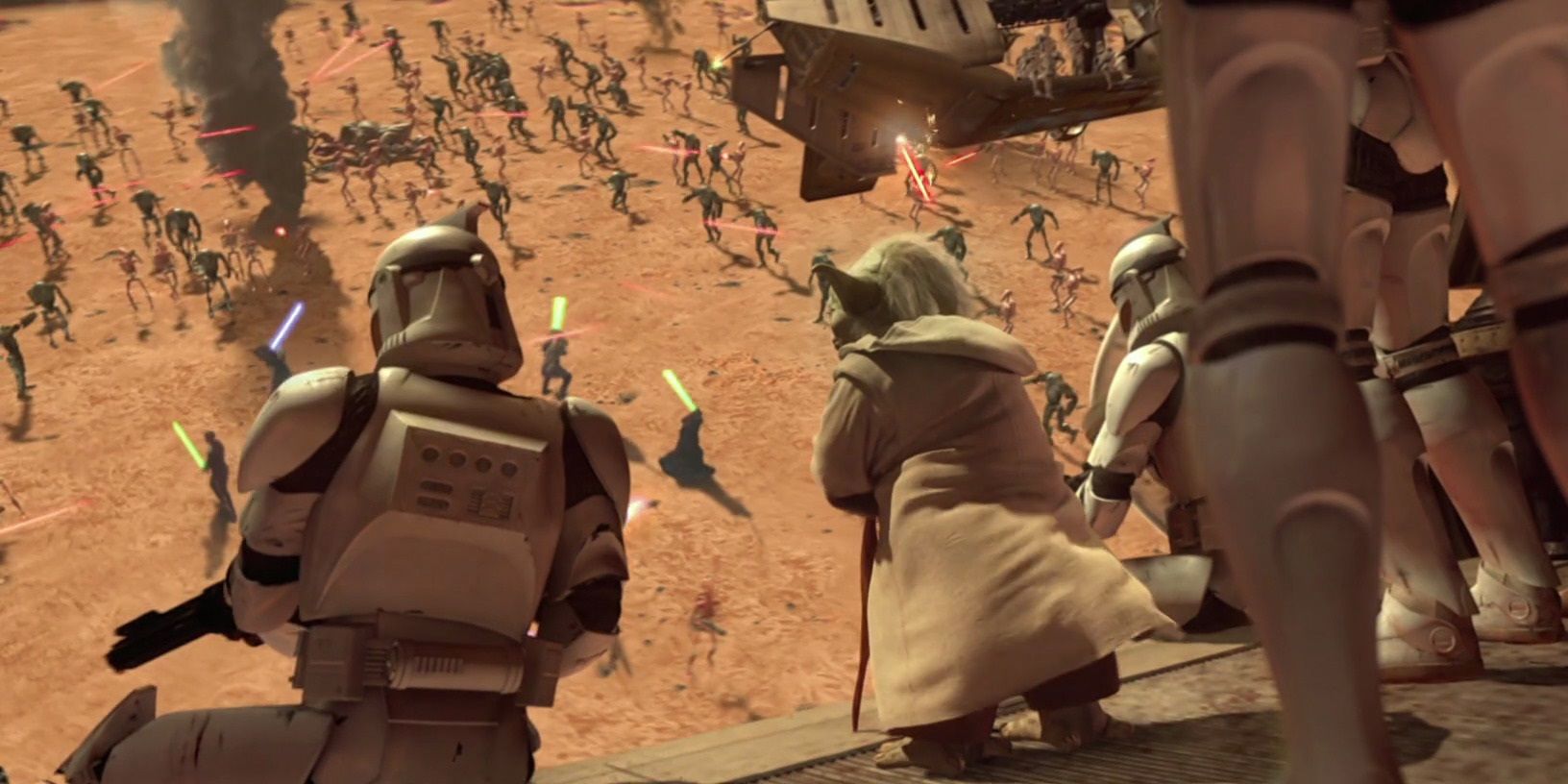 Yoda arrives on Geonosis with the cavalry in Attack of the Clones