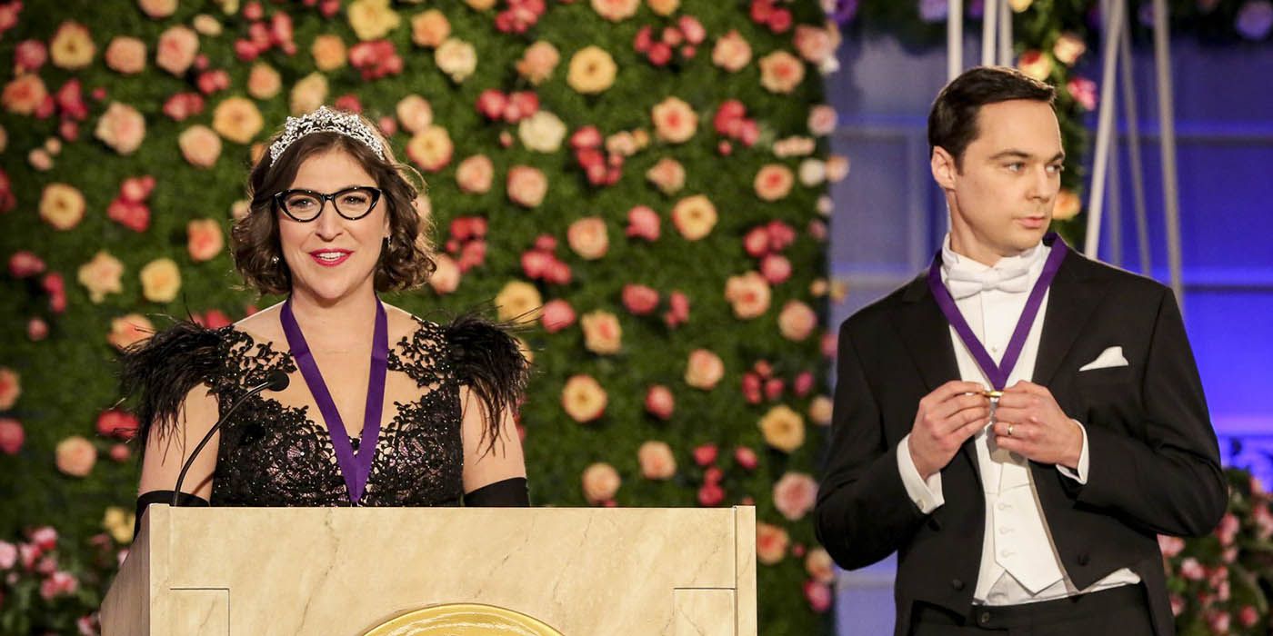Amy and Sheldon giving speech at Nobel Ceremony