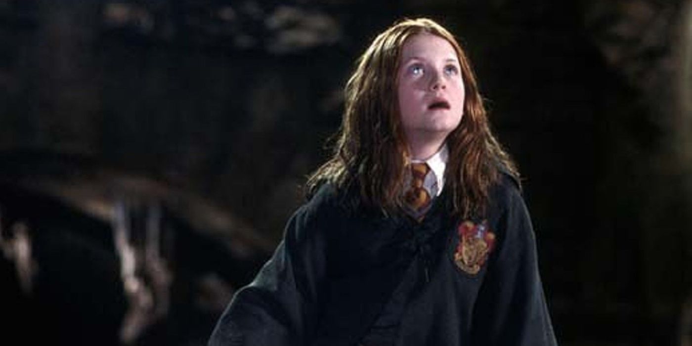 Ginny Weasley in the Chamber of Secrets looking surprised.