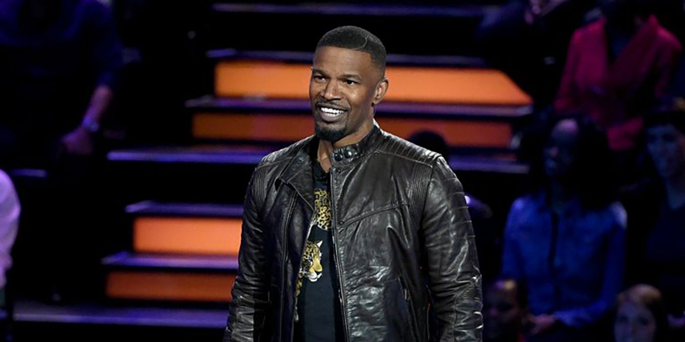 Jamie Foxx on the set of the game show Beat Shazam